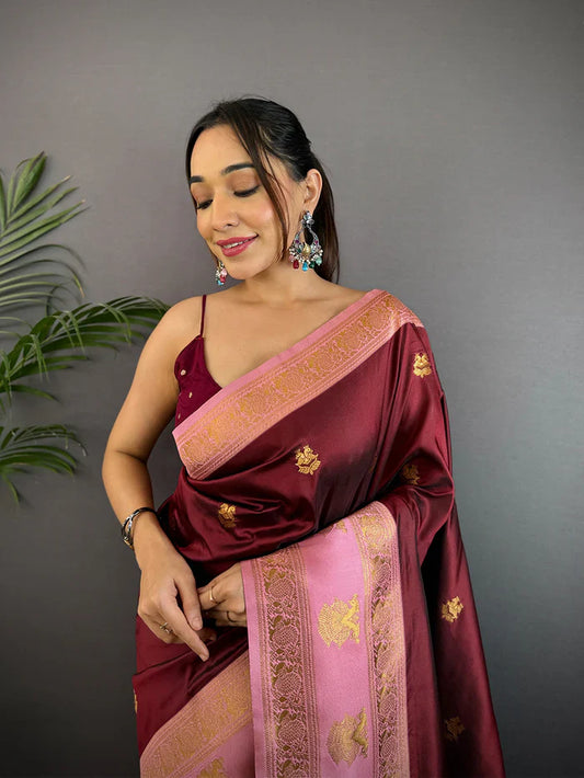 Brown Soft Gadwal Silk Saree