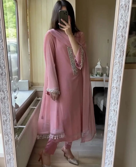 VIKKUTEX WOMEN'S Georgette Stiched Dhoti-suit