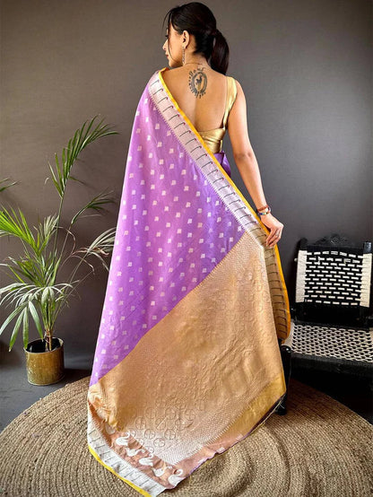 Lavender Breeze Kota Kora Meenakari Saree