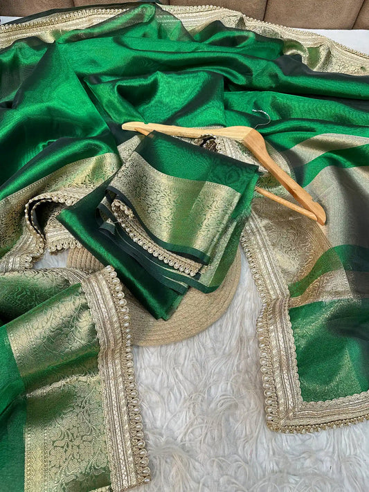 Emerald Soft Tissue Silk Banarasi Saree