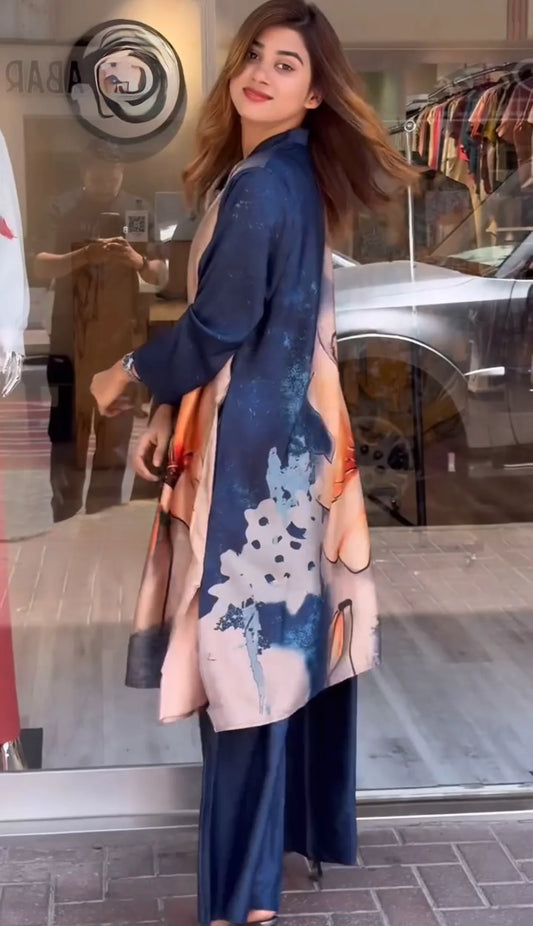 Hafiza new pure crepe buttoned long dresses for women