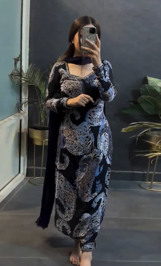 Blue Berry Printed Designer Kurti Set