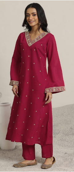 LIBAS Embroidered Straight Kurta Set